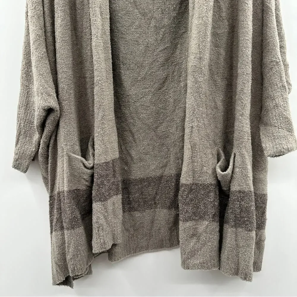 Barefoot Dreams CozyChic Lite Cliffside Gray Striped‎ Cardigan Wrap One Size